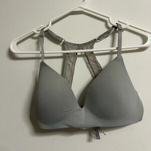 Victoria  Secret Grey‎ Criss Cross Lace Bra